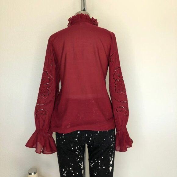 & Other Stories Tie Detail Blouse Ruffle Embroider - Picture 6 of 9